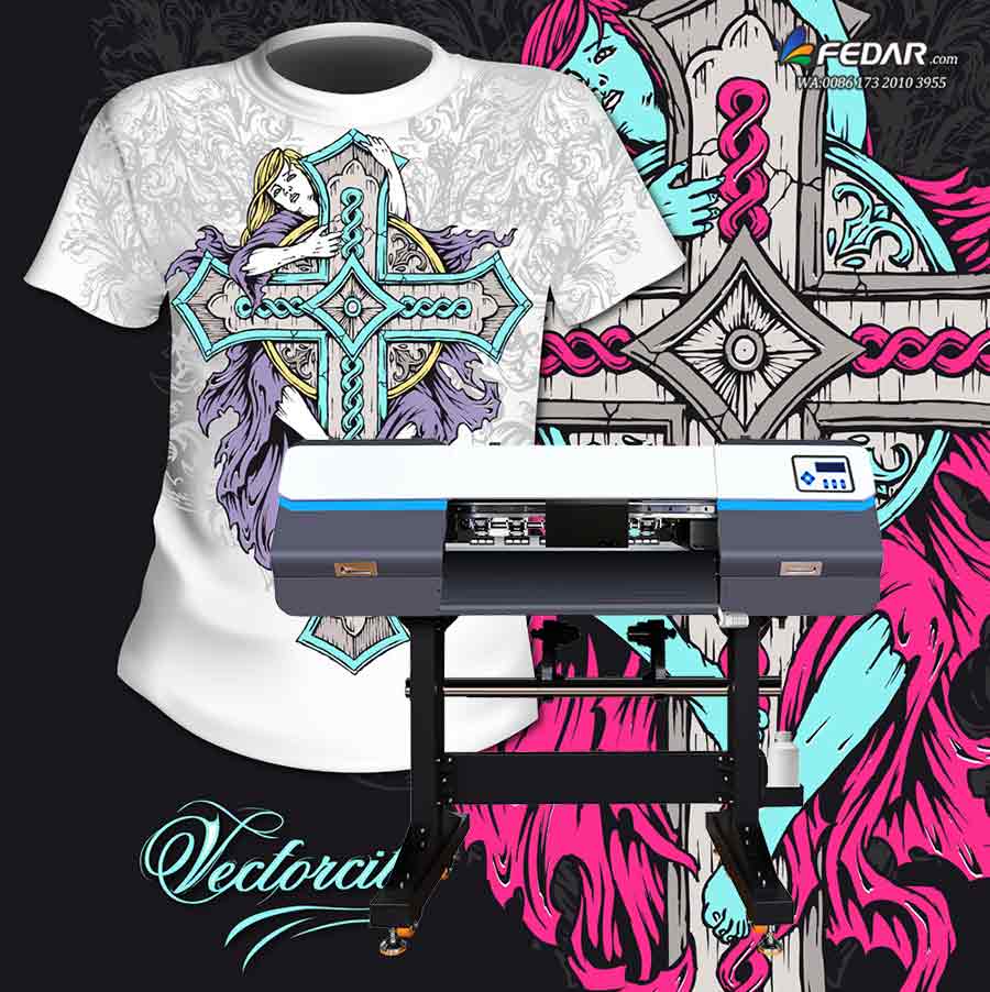 Fedar Digital DTF Pet Film Printer T shirt Textile Printing Machine With Dual I3200 Printheads
